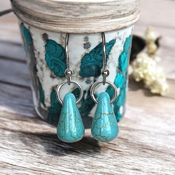 5 For $25💫Turquoise Teardrop Dangles - Picture 1 of 4
